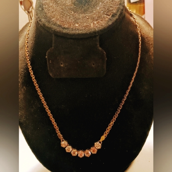 Sterling Silver 9.25 with Gold over with Zirconia Stone Size 18 inch Necklace. - Picture 2 of 4